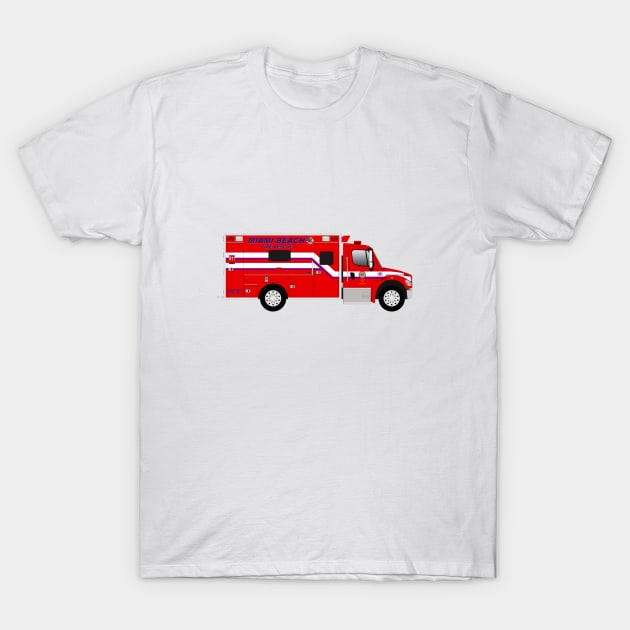 Miami Beach Fire Rescue ambulance T-Shirt by BassFishin